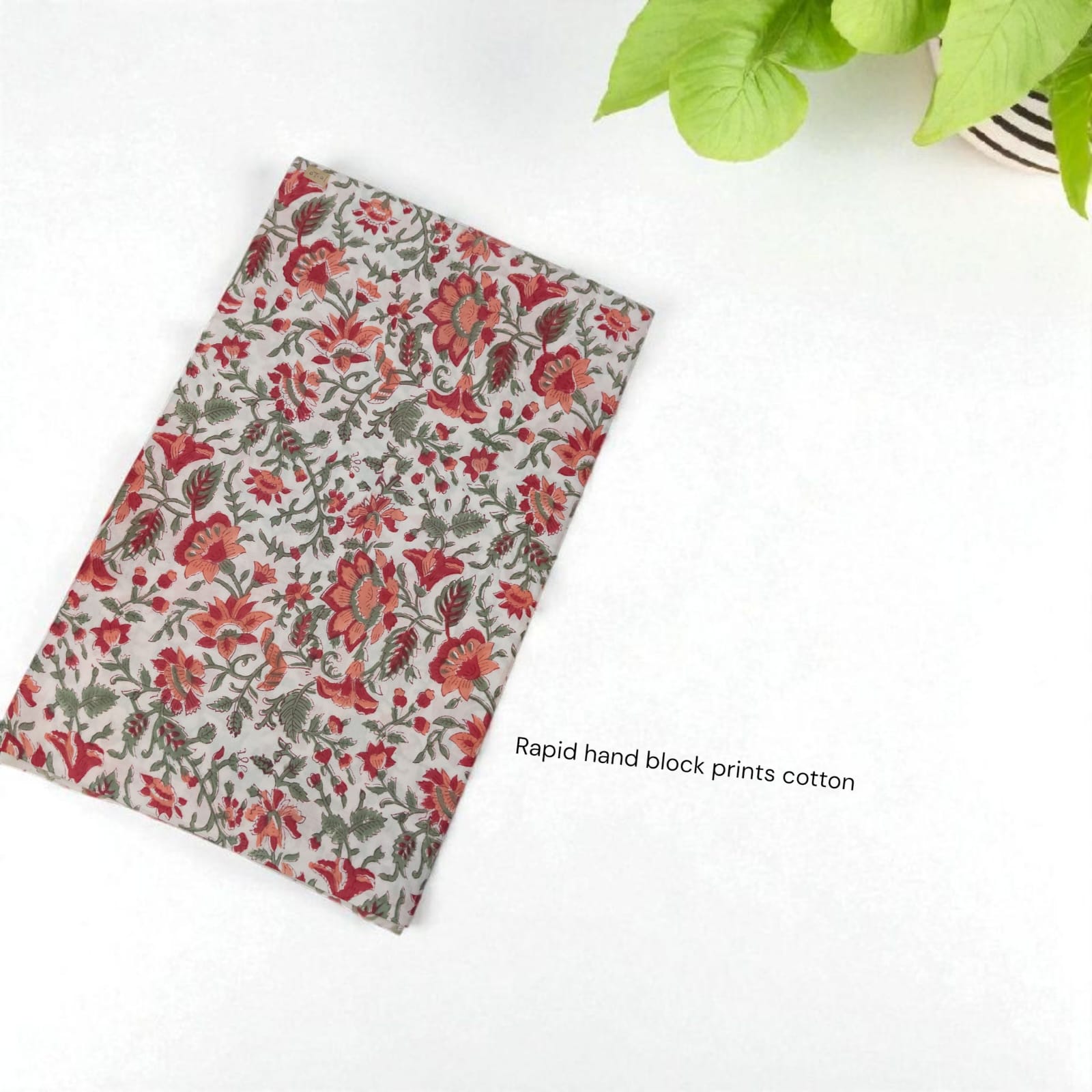 White peach floral jaal pure cotton Jaipur Sanganeri handblock printed fabric wholesale by Fabtexs